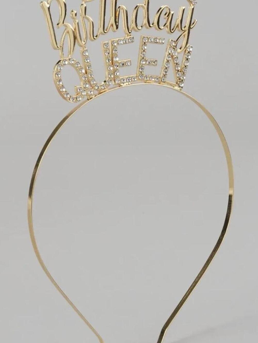 Gold Birthday Queen Headband with Crown Design - Women's Hair Accessory